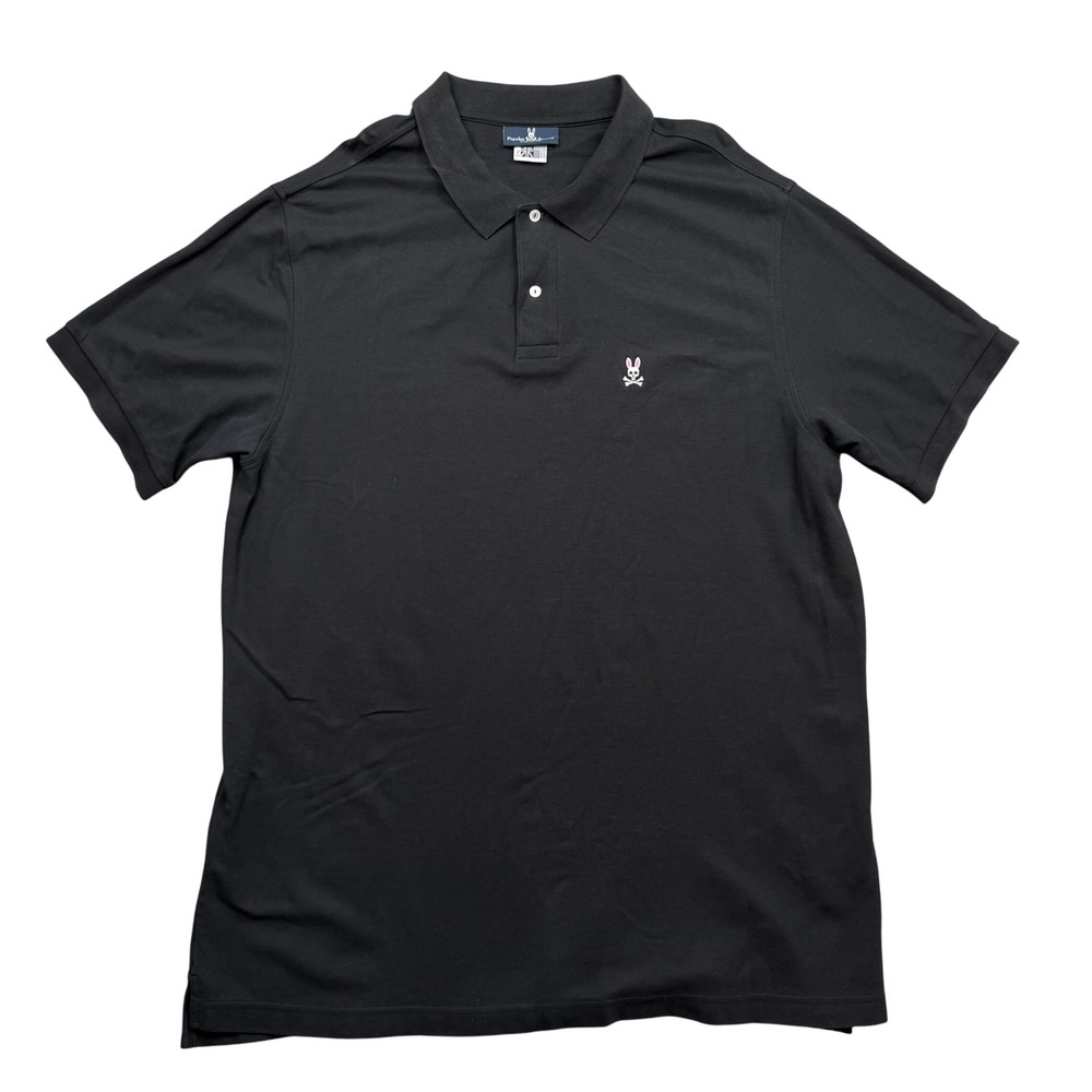 Psycho Bunny Polo Shirt Mens 2XLT Black Pima Cotton Embroidered Short Sleeve EUC